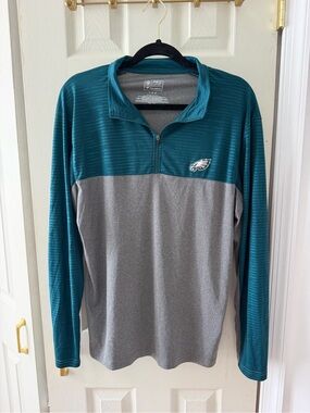 Fanatics Teal and Gray Philadelphia Eagles Quarter-Zip Performance Top